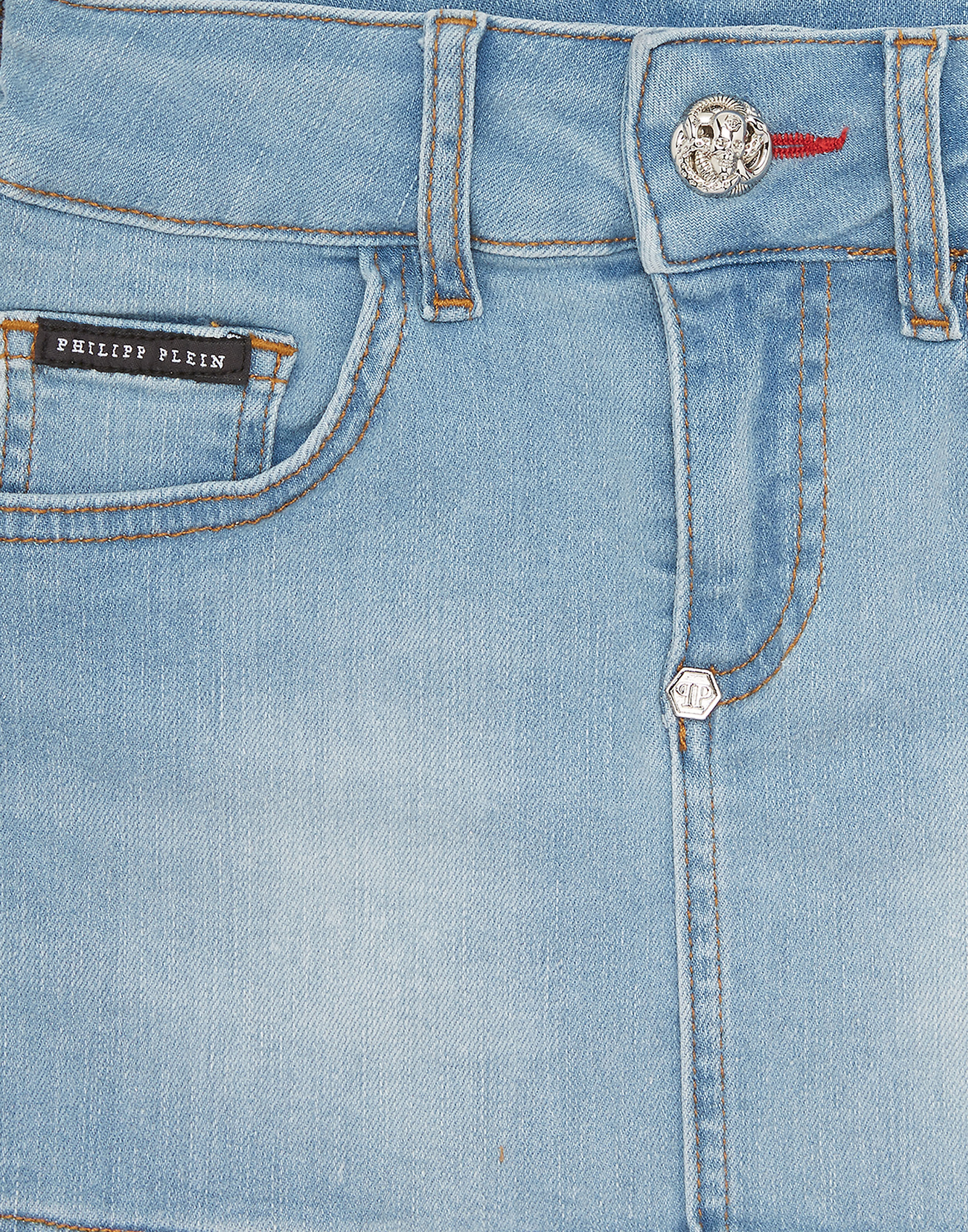 PHILPP PLEIN Denim Mini Skirt