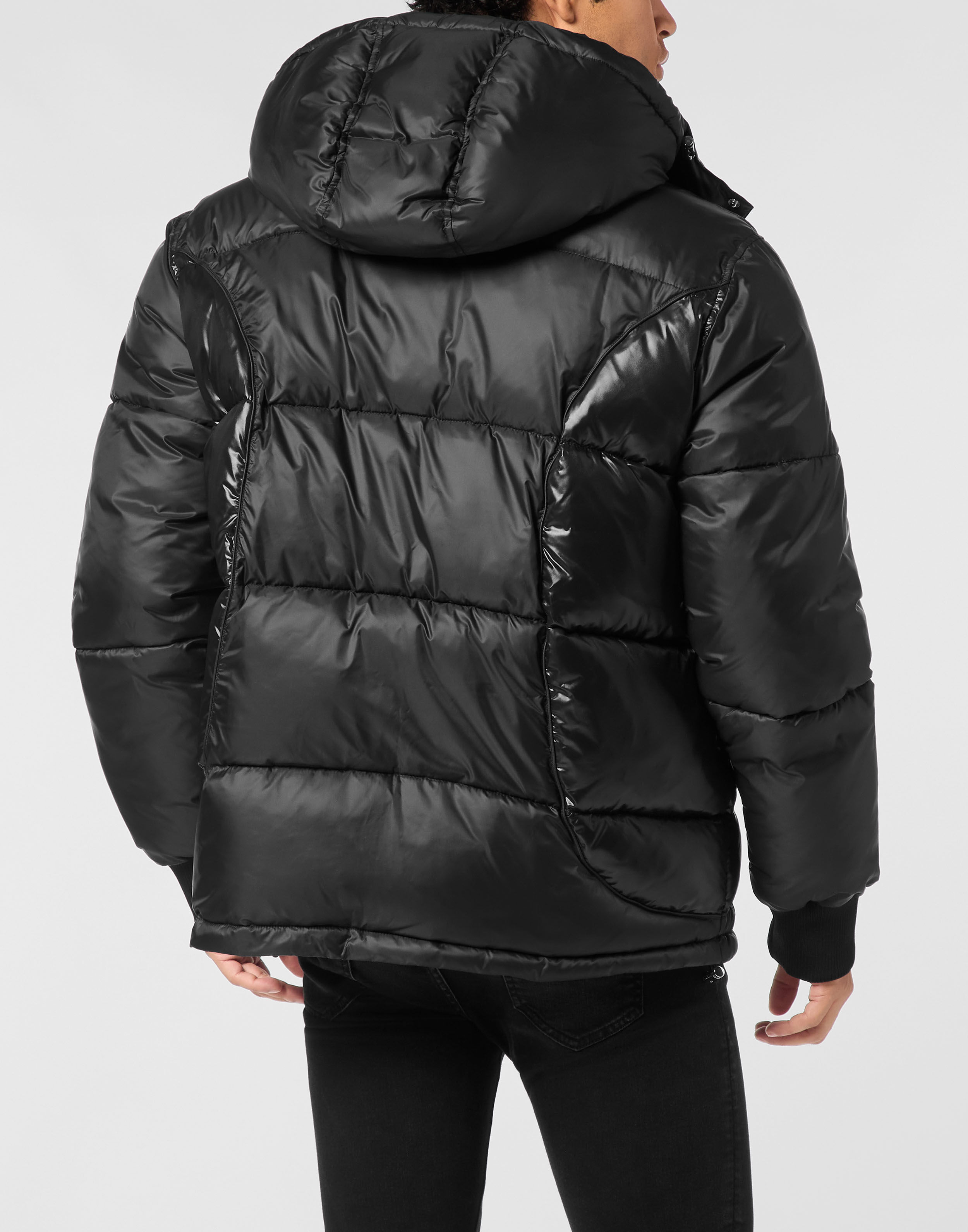 PHILPP PLEIN Mix Nylon Short Puffer Jacket