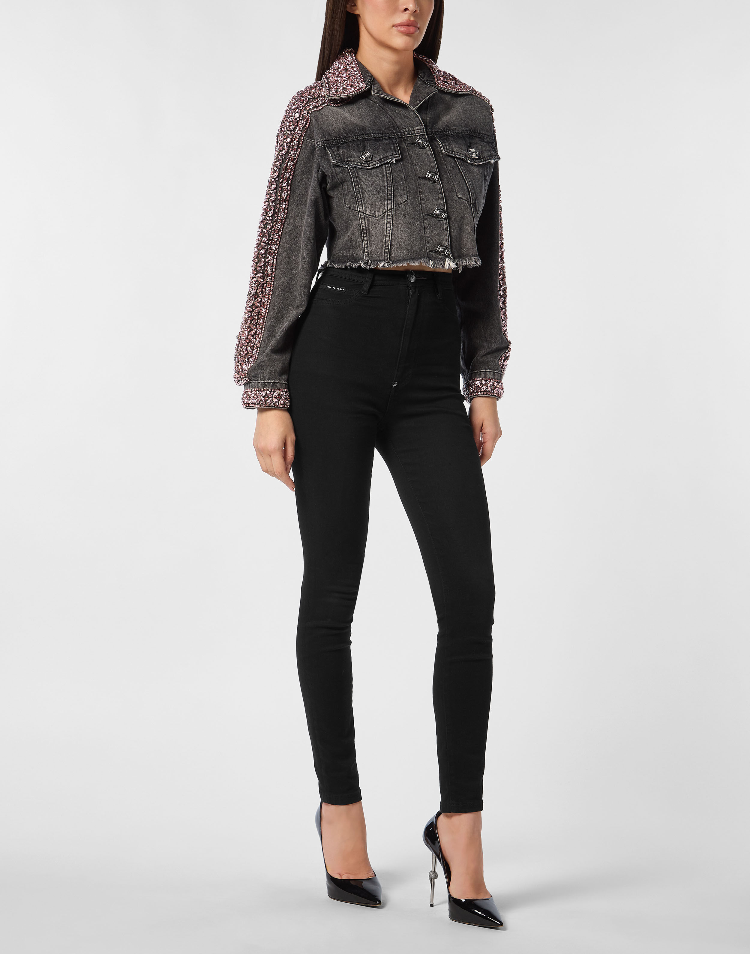 PHILPP PLEIN Cropped Denim Jacket