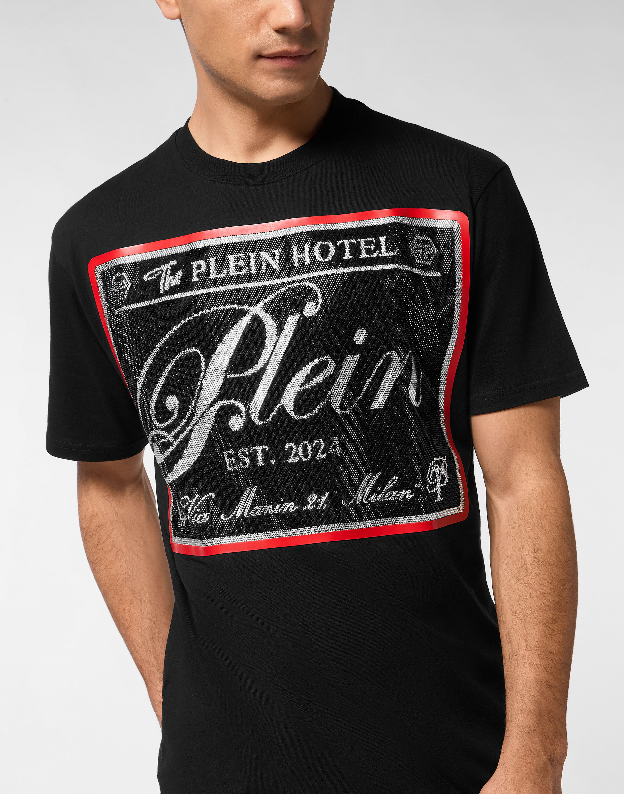 PHILPP PLEIN Round Neck T-Shirt Patch Stones