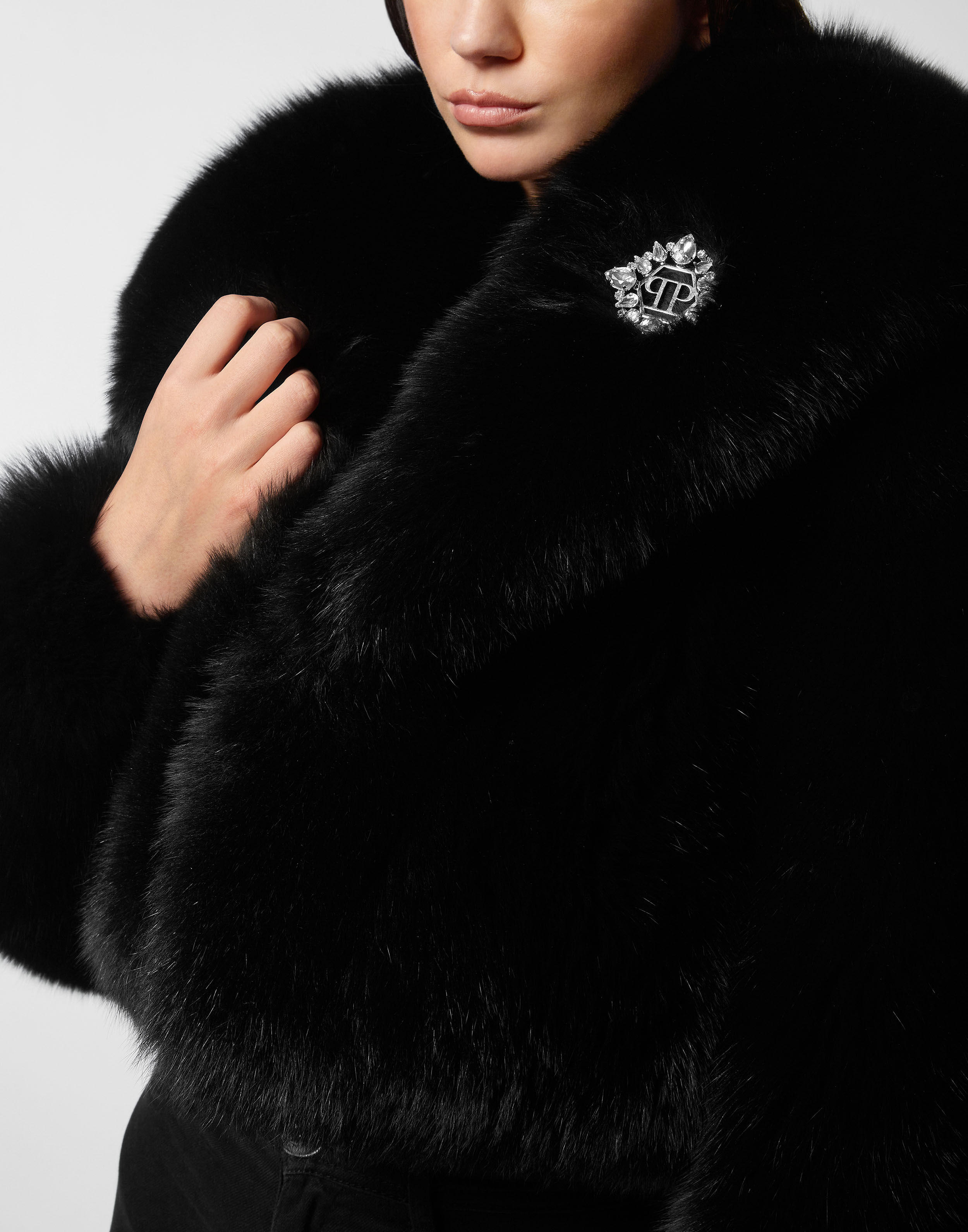 PHILPP PLEIN Fox Fur Hooded Short Jacket