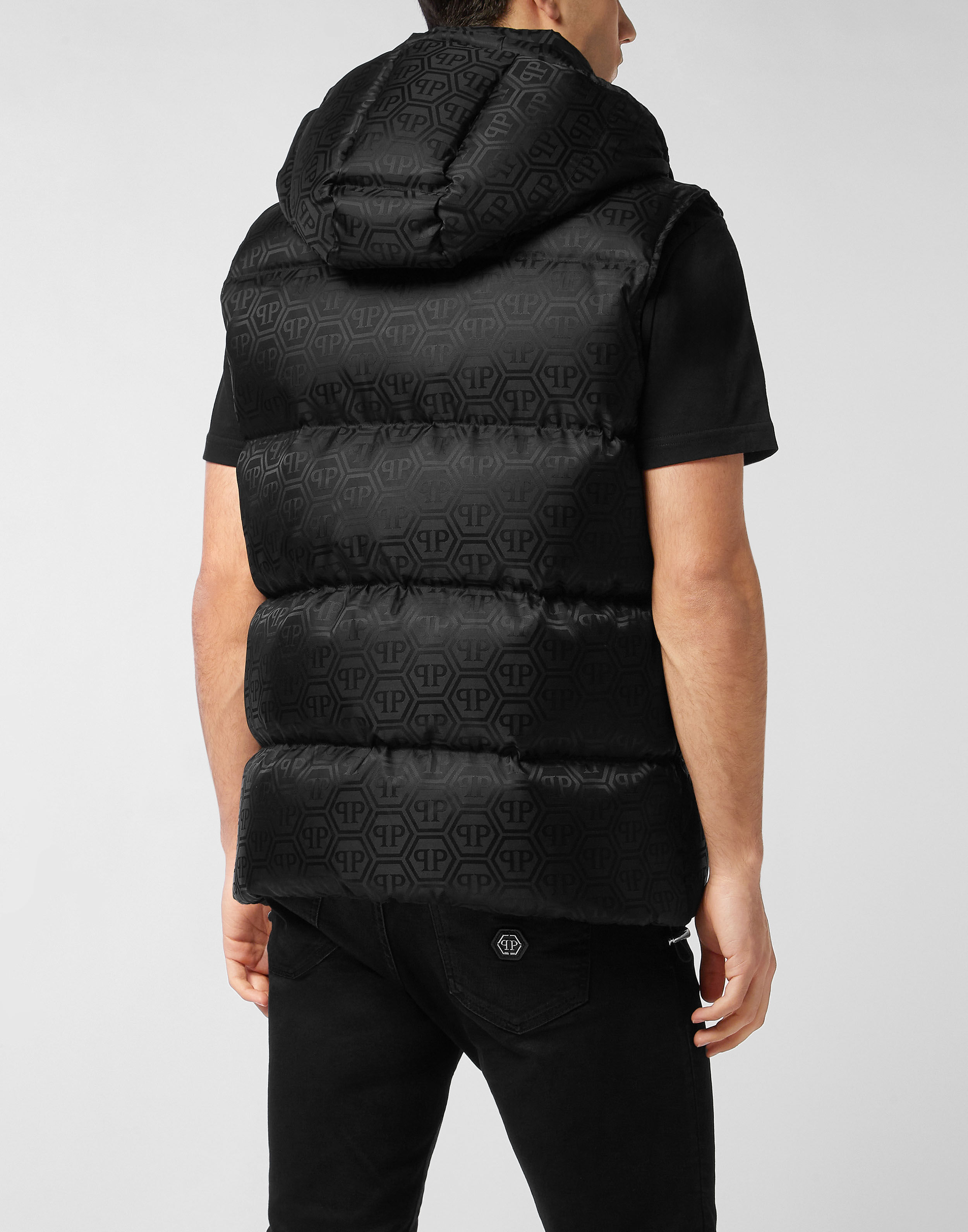 PHILPP PLEIN Nylon Down Vest Monogram