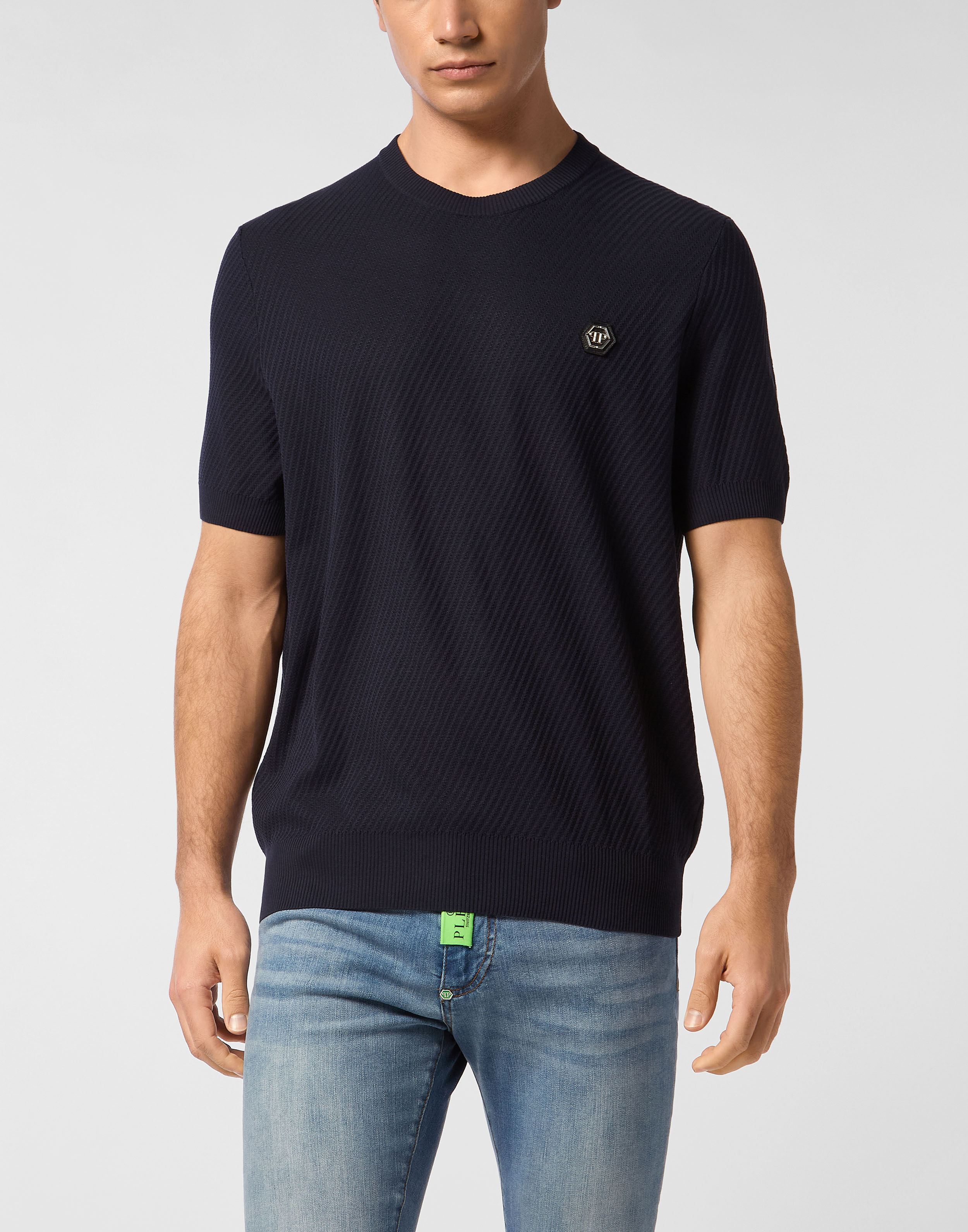 PHILPP PLEIN Knited Round Neck T-Shirt Wool Silk Blend