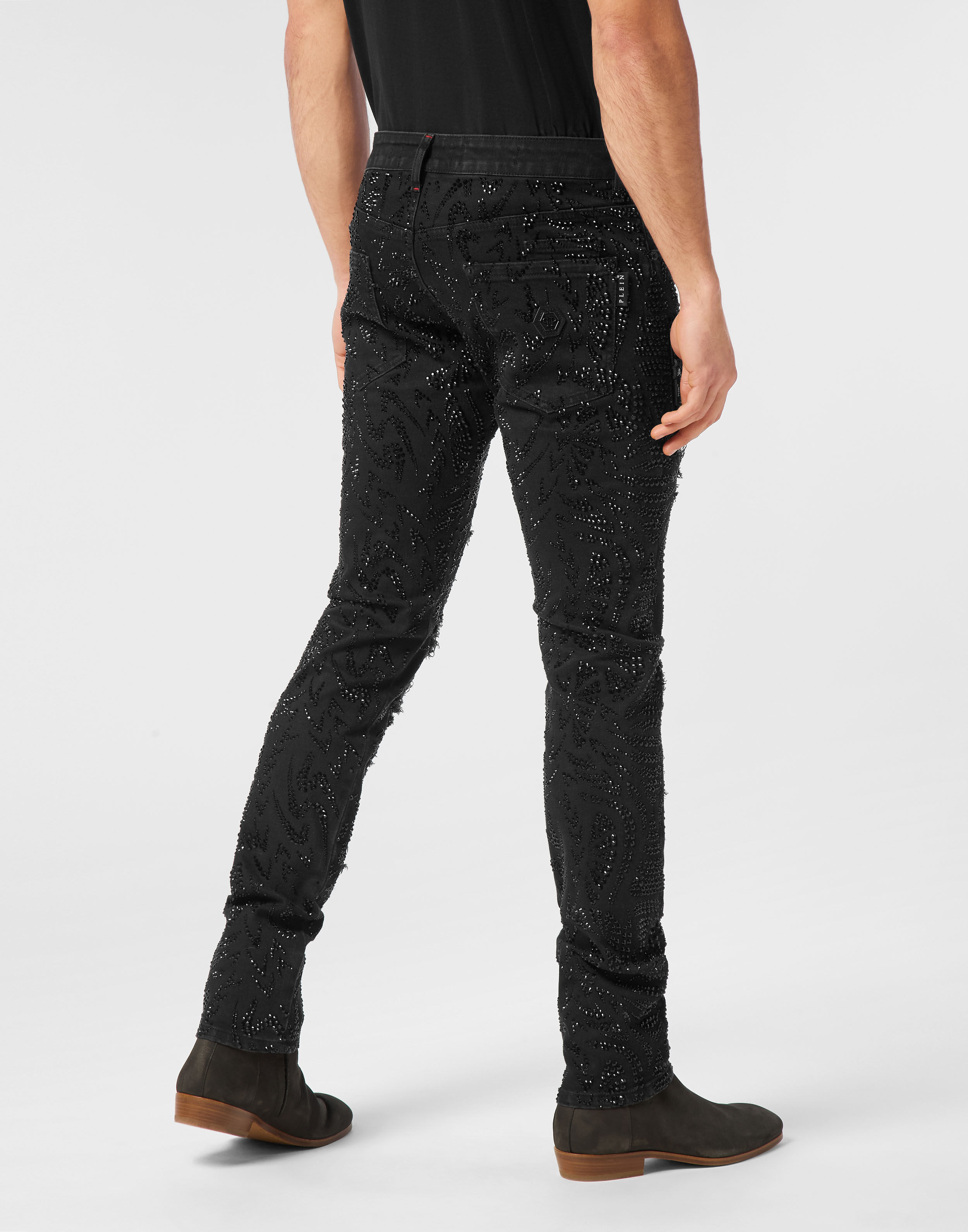 PHILPP PLEIN Denim Trousers Rock Star Tribal Strass