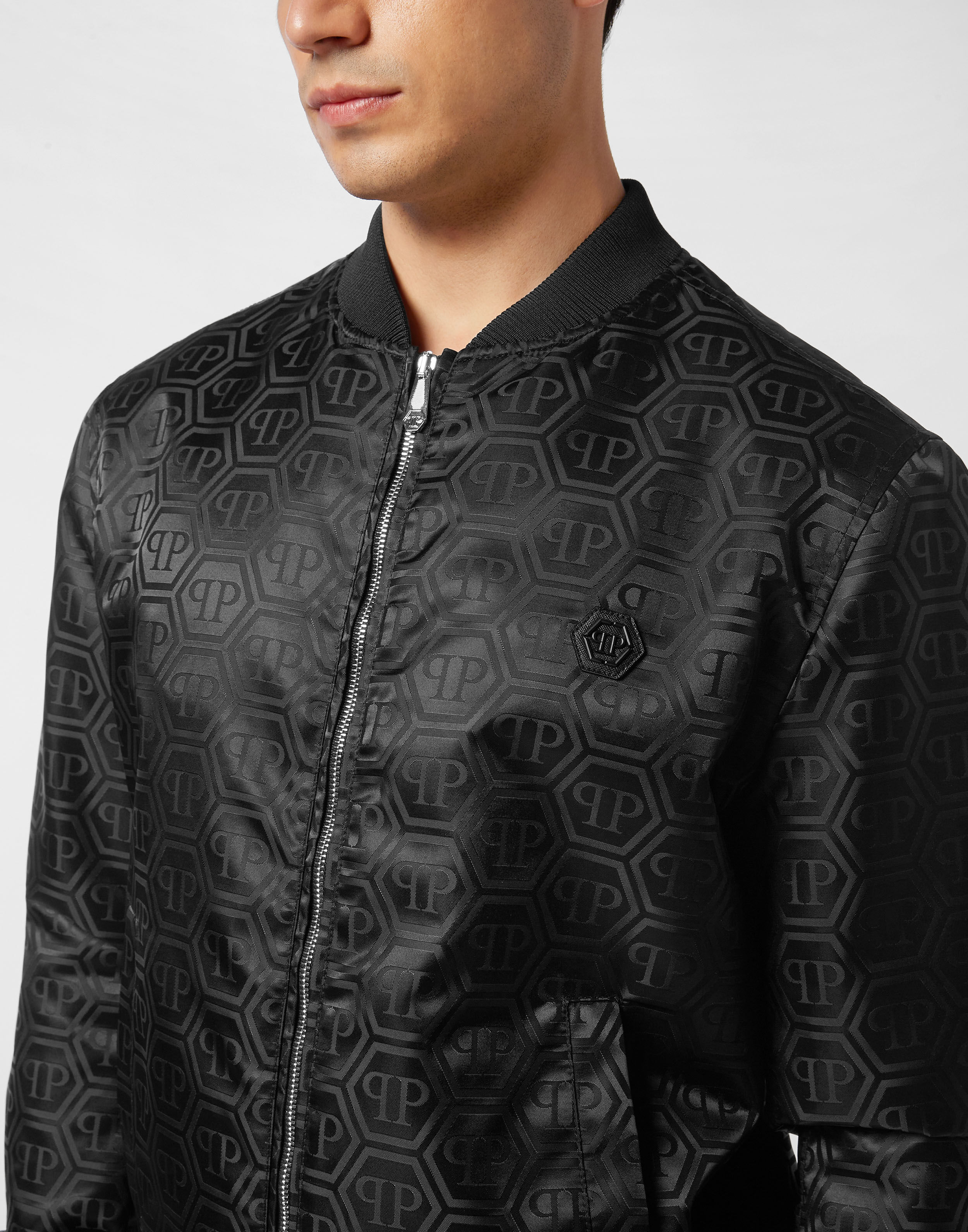 PHILPP PLEIN Nylon Bomber Jacquard Monogram