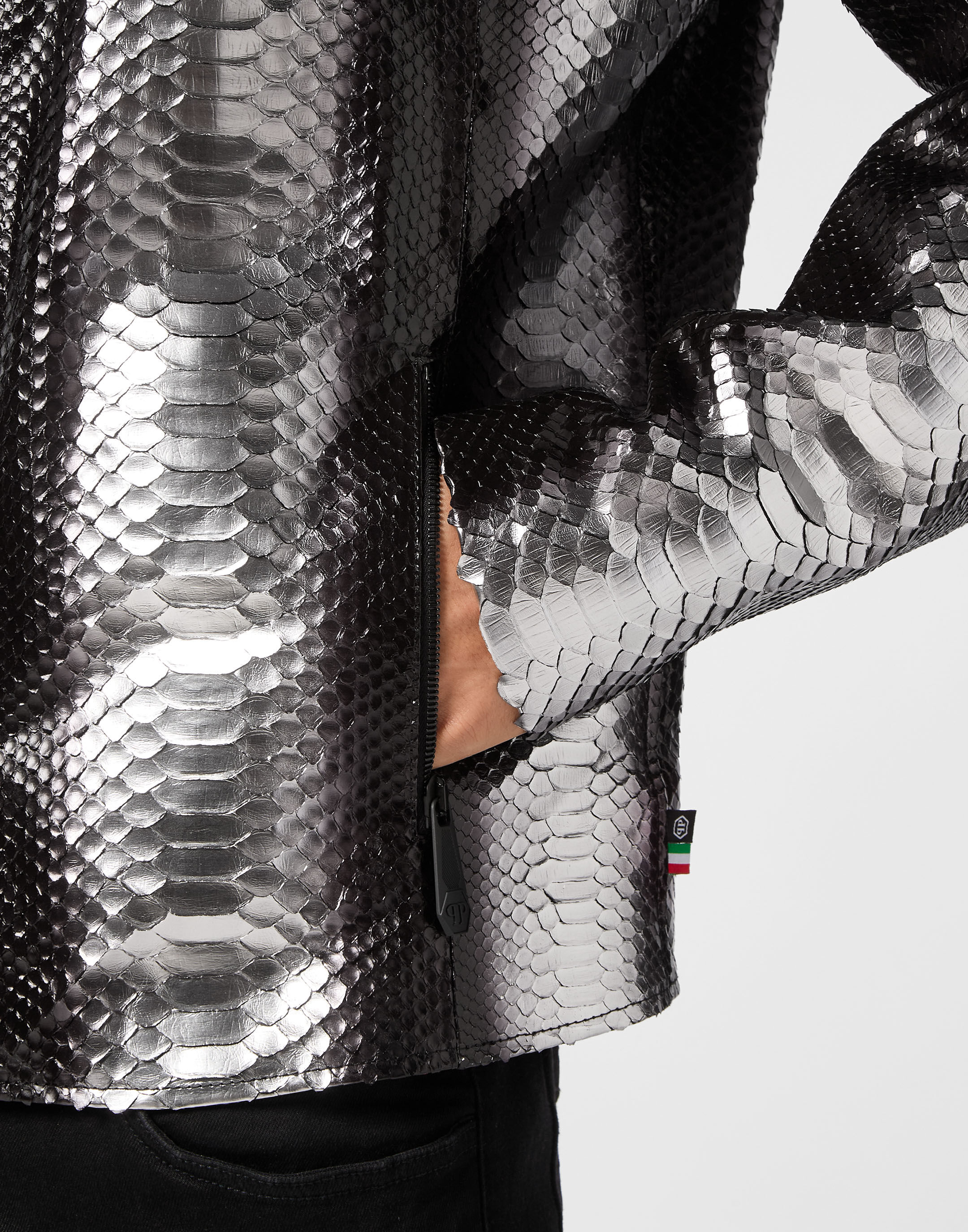 PHILPP PLEIN Python Leather Moto Jacket