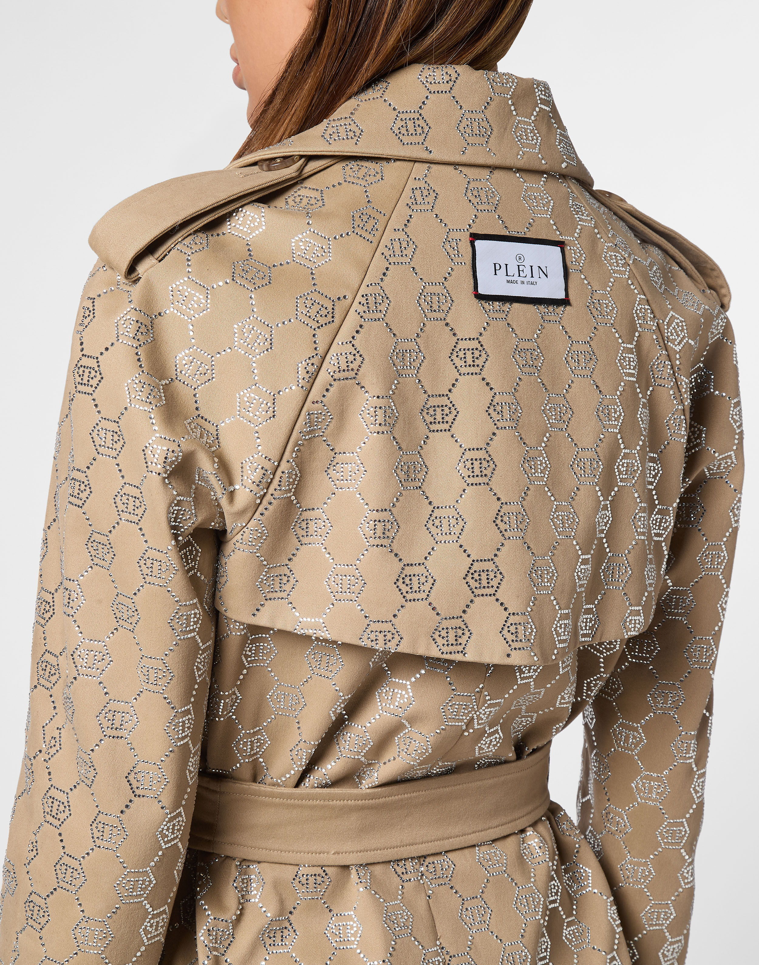 PHILPP PLEIN Trench Coat Strass Monogram