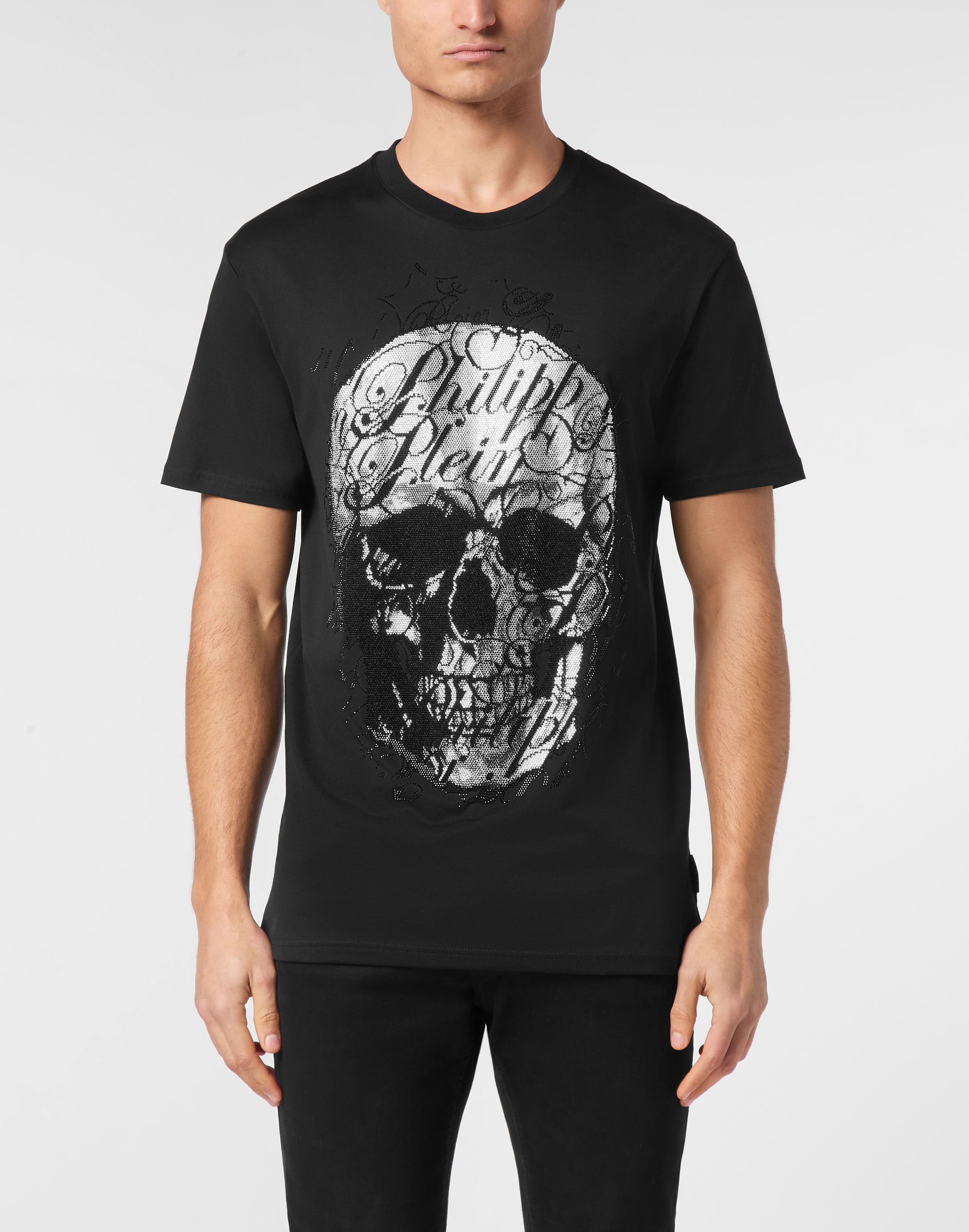 PHILPP PLEIN T-shirt Round Neck SS Skull Coursive