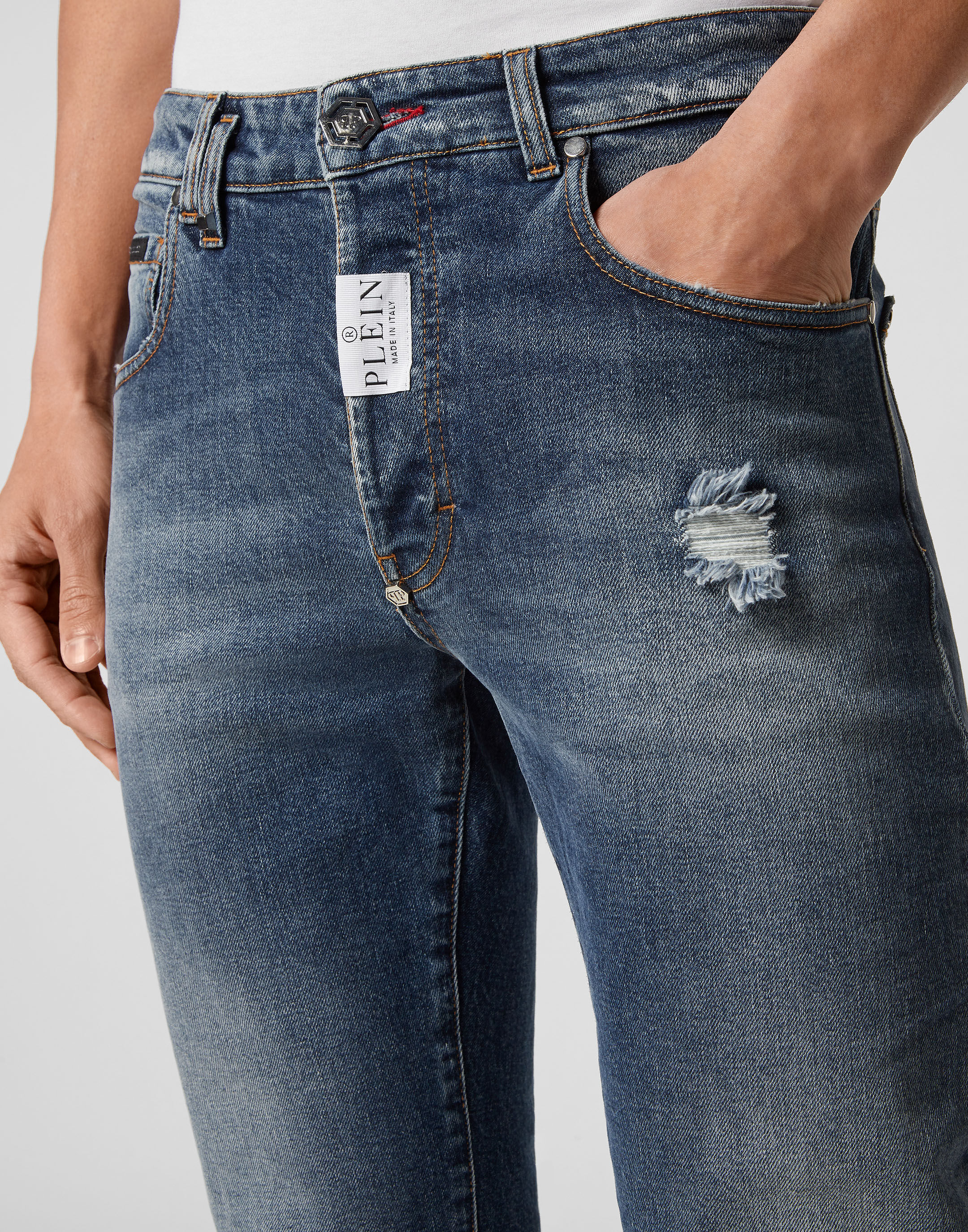 PHILPP PLEIN Denim Trousers Super Straight Cut