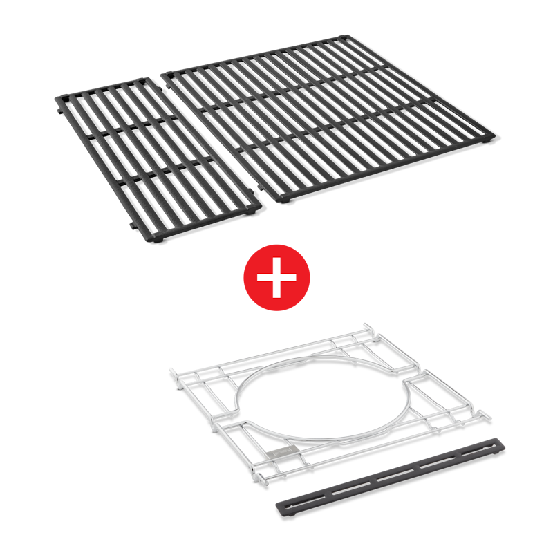 WEBER CRAFTED Porcelain-Enameled Cast-Iron Cooking Grates & Frame Kit  – SPIRIT 300 series, SEARWOOD 600, & SMOKEFIRE EX4