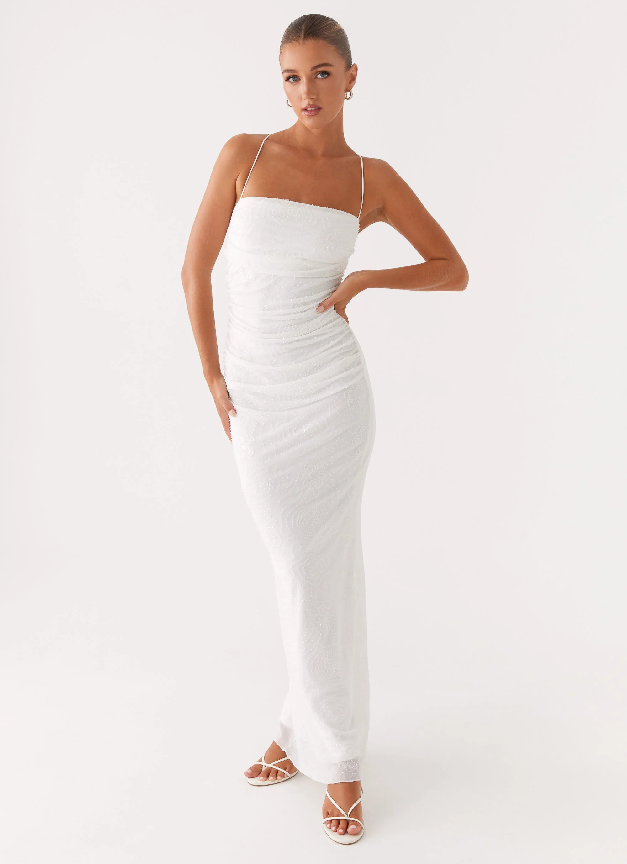 Paxton Beaded Maxi Dress - White