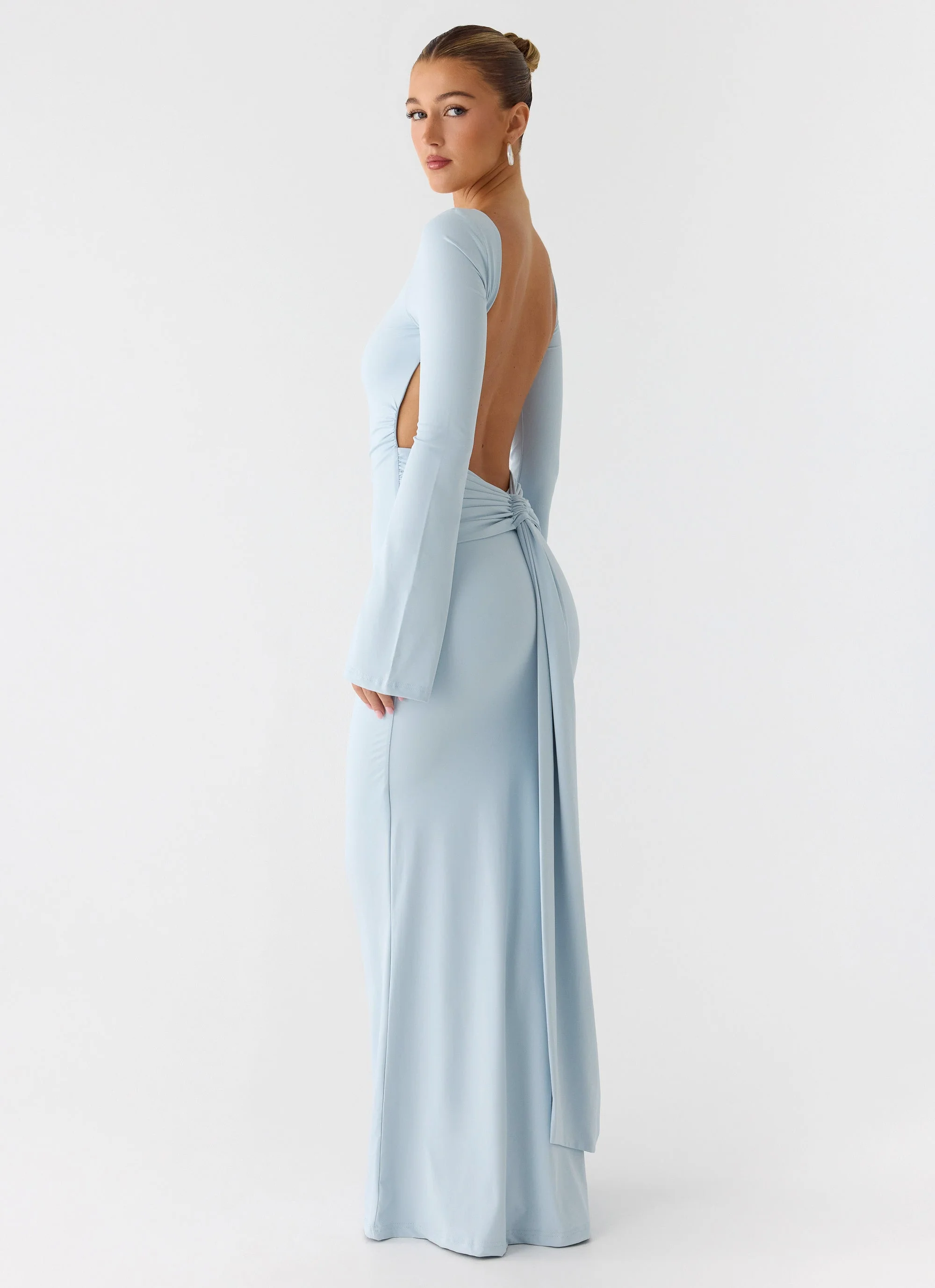 Midnight Song Long Sleeve Maxi Dress - Misty Blue