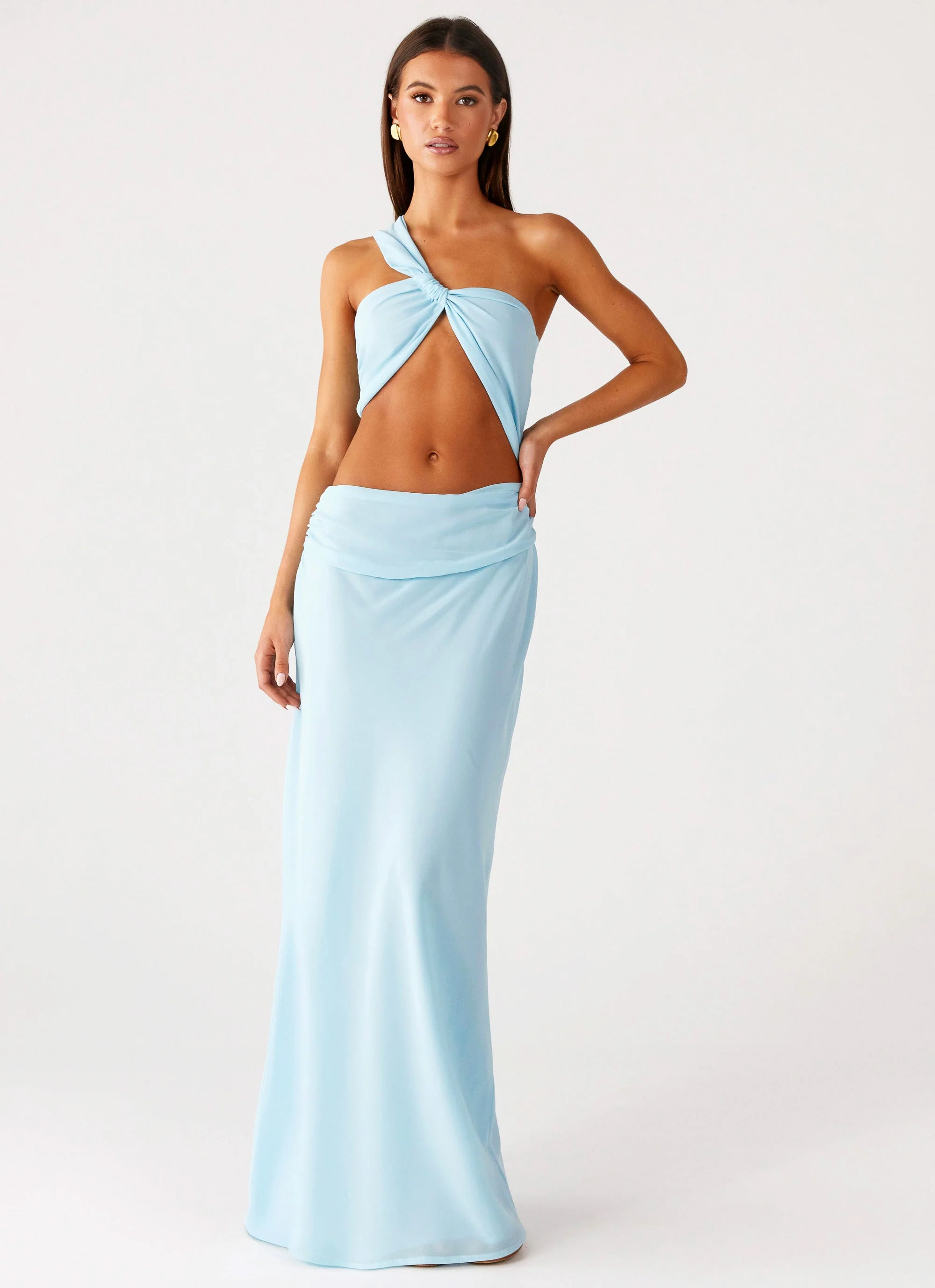 Cindelle One Shoulder Maxi Dress - Turquoise