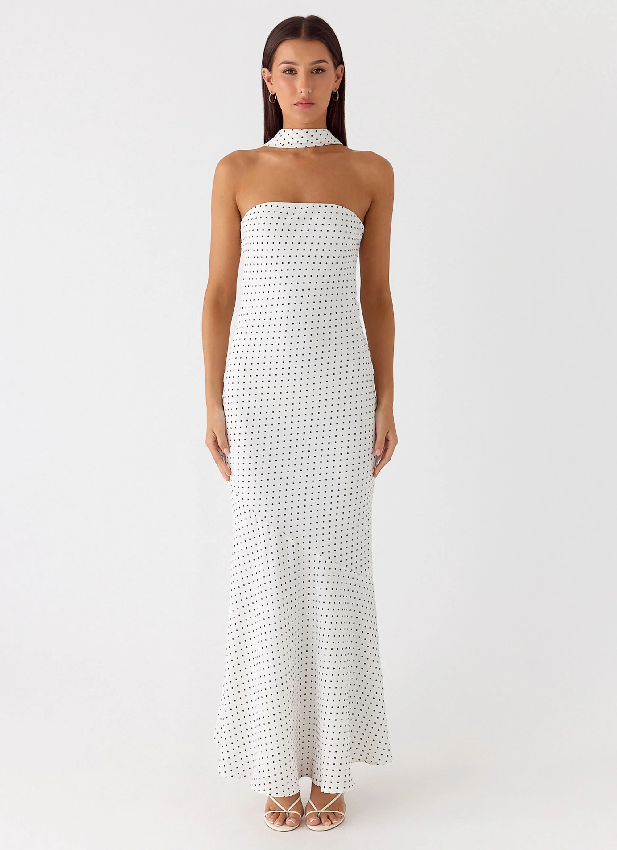 Under The Pagoda Maxi Dress - White Polkadot