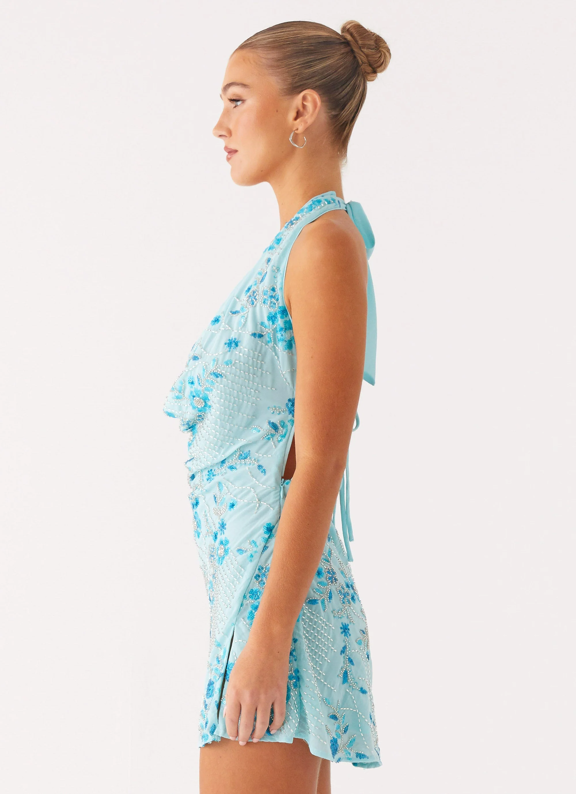 Cinzia Beaded Mini Dress - Blue