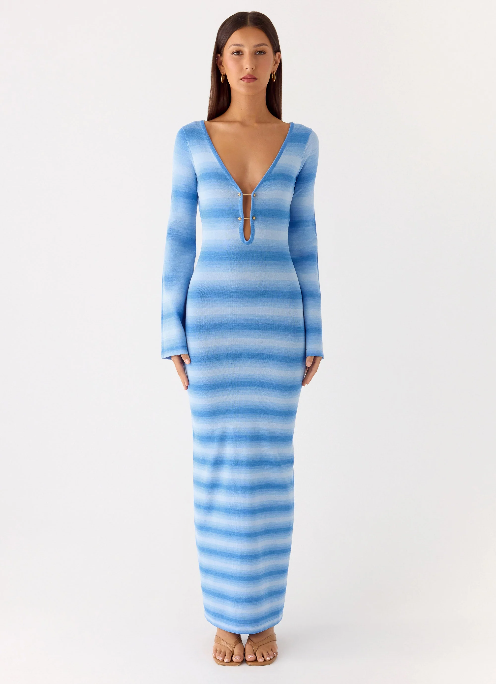 Late Night Calls Knit Maxi Dress - Cerulean
