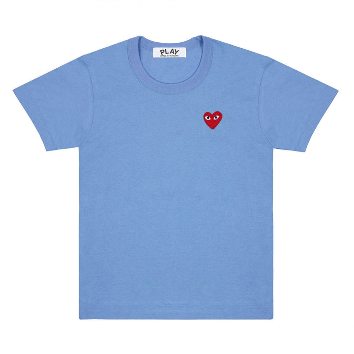CDG PLAY Blue Tee – Red Heart Mini Logo Classic
