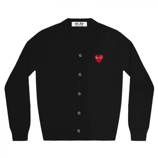 CDG Black Cardigan with Red Heart – Men’s Edition