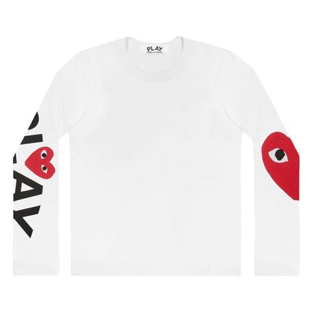 PLAY Big Heart Long Sleeve T-Shirt in White