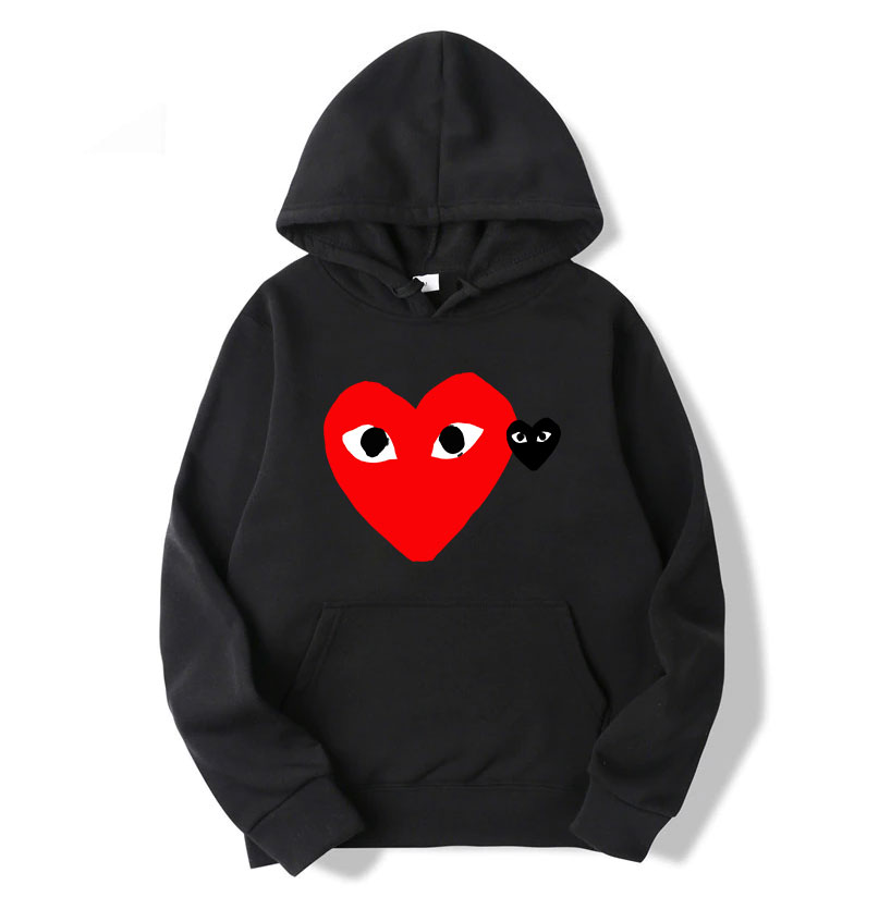 Red Heart And Black Heart Cdg Hoodie