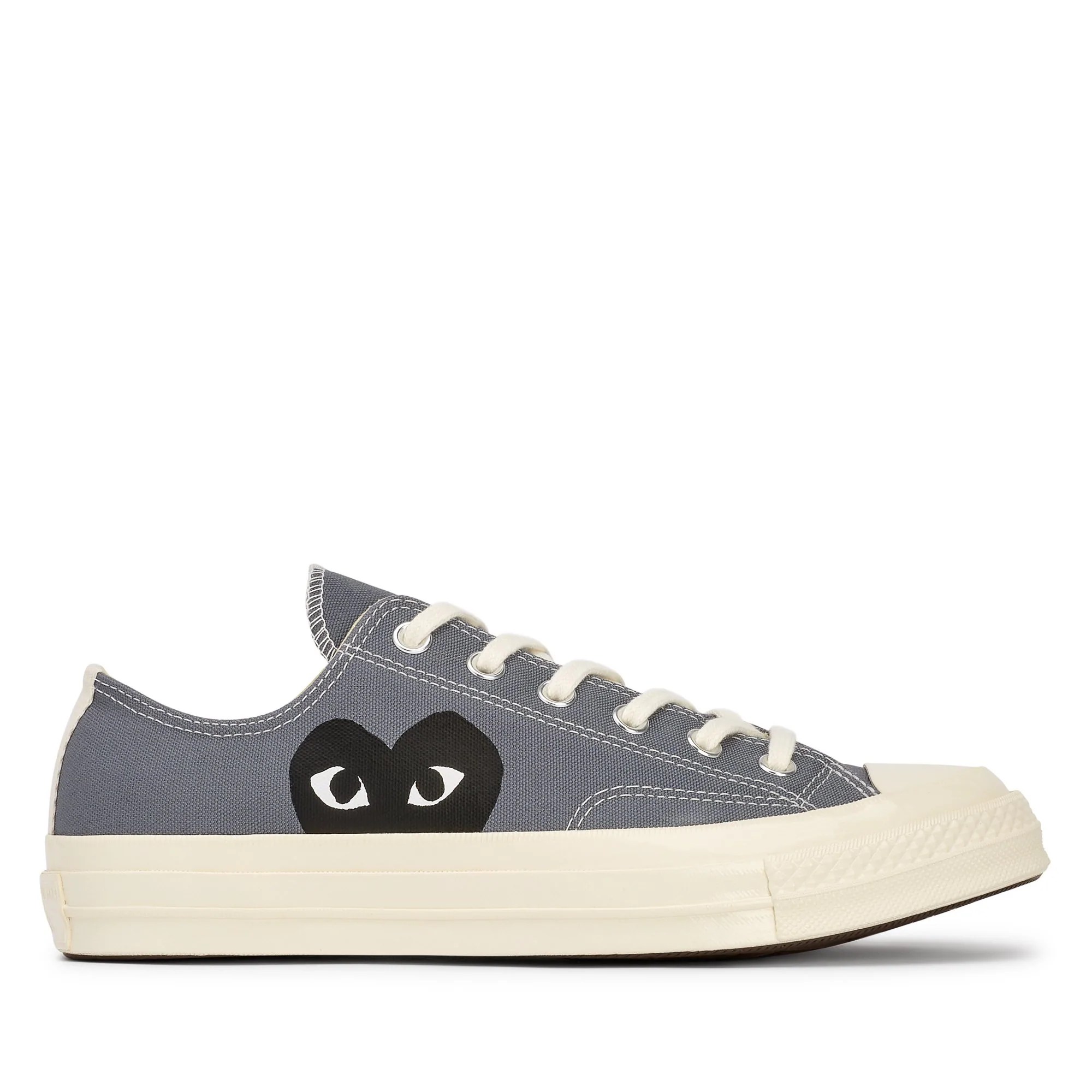 CDG Converse Low Top – Grey with Black Heart Logo