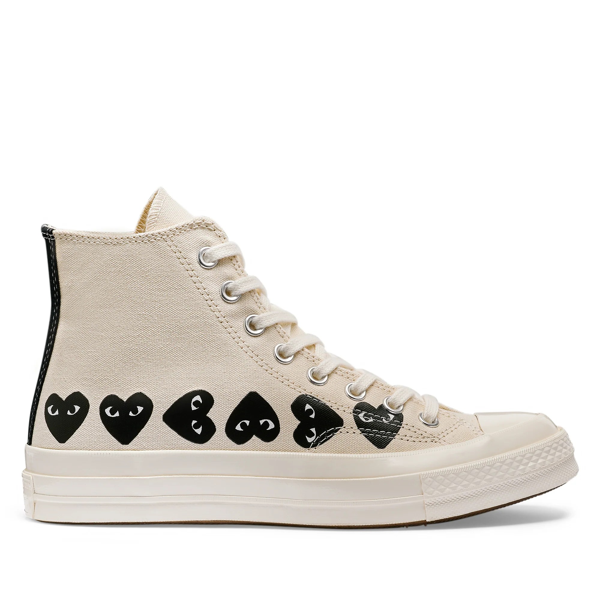 CDG Converse High Top – White Multi Hearts Edition