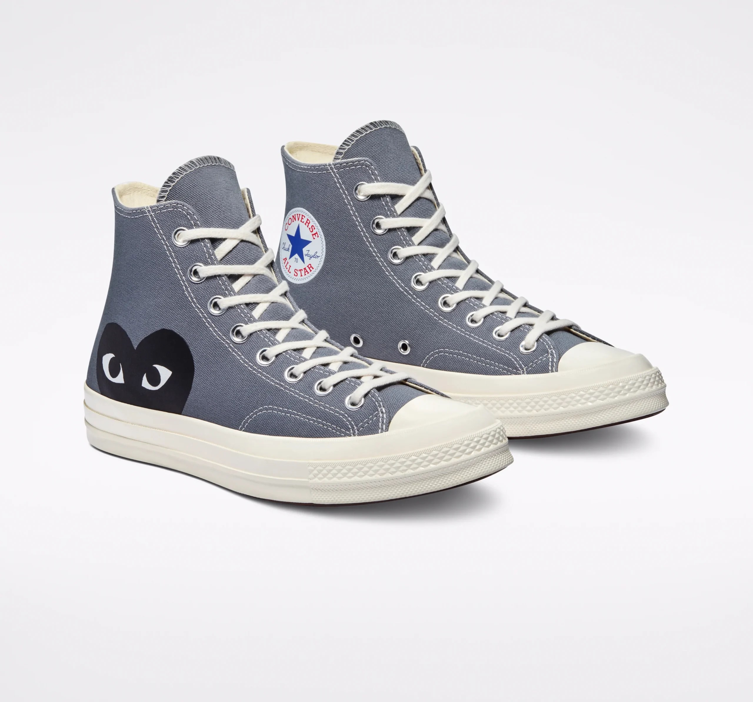 CDG Converse High Top – Grey with Black Heart Logo