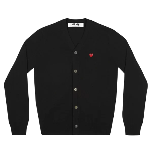 PLAY Men’s Cardigan Small Red Heart Black