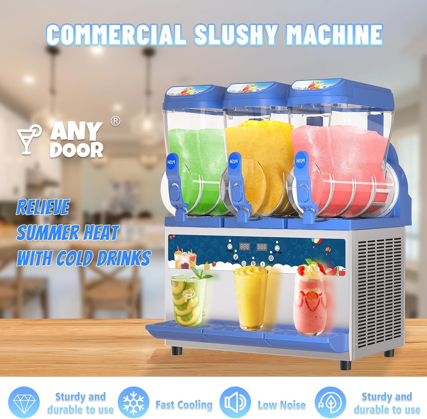 Commercial Slushy Machine �C 1000W 30L Tanks Slush Maker Machine 304 Stainless Steel Commercial Margarita Machines Efficient Cooling the Ideal Slushie Maker for Bars Cafes Restaurants