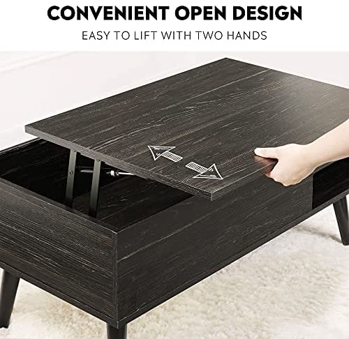 WLIVE Lift Top Coffee Table with Hidden Compartment & Adjustable Storage Shelf