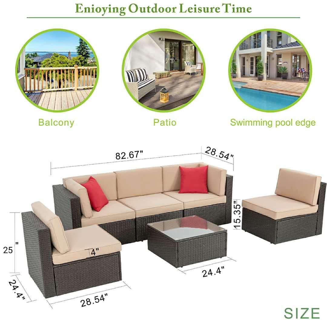 g Brown 6 Piece Small Patio Set