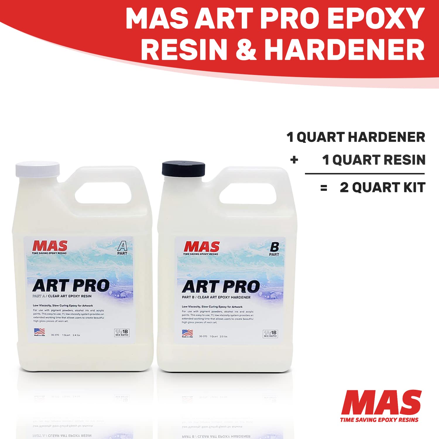 Epoxy Resin & Hardener | Two Part Art Resin Features UV Inhibition, Longer Working Time, Special Formulation for Resin Art | Professional Grade Crystal Clear Epoxy Resin (2 Gallon)