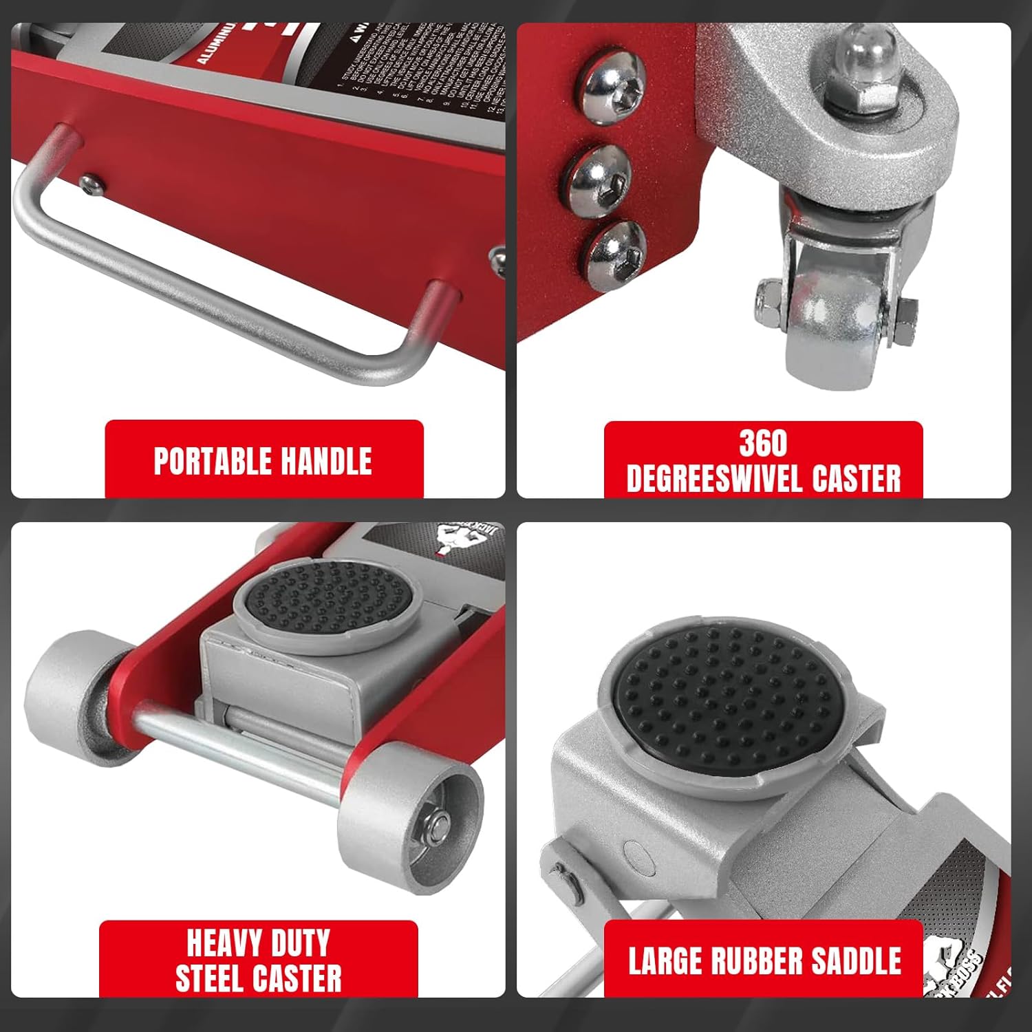 Red Aluminum & Steel 3 Ton Hydraulic Floor Jack with Quick Lift Pump