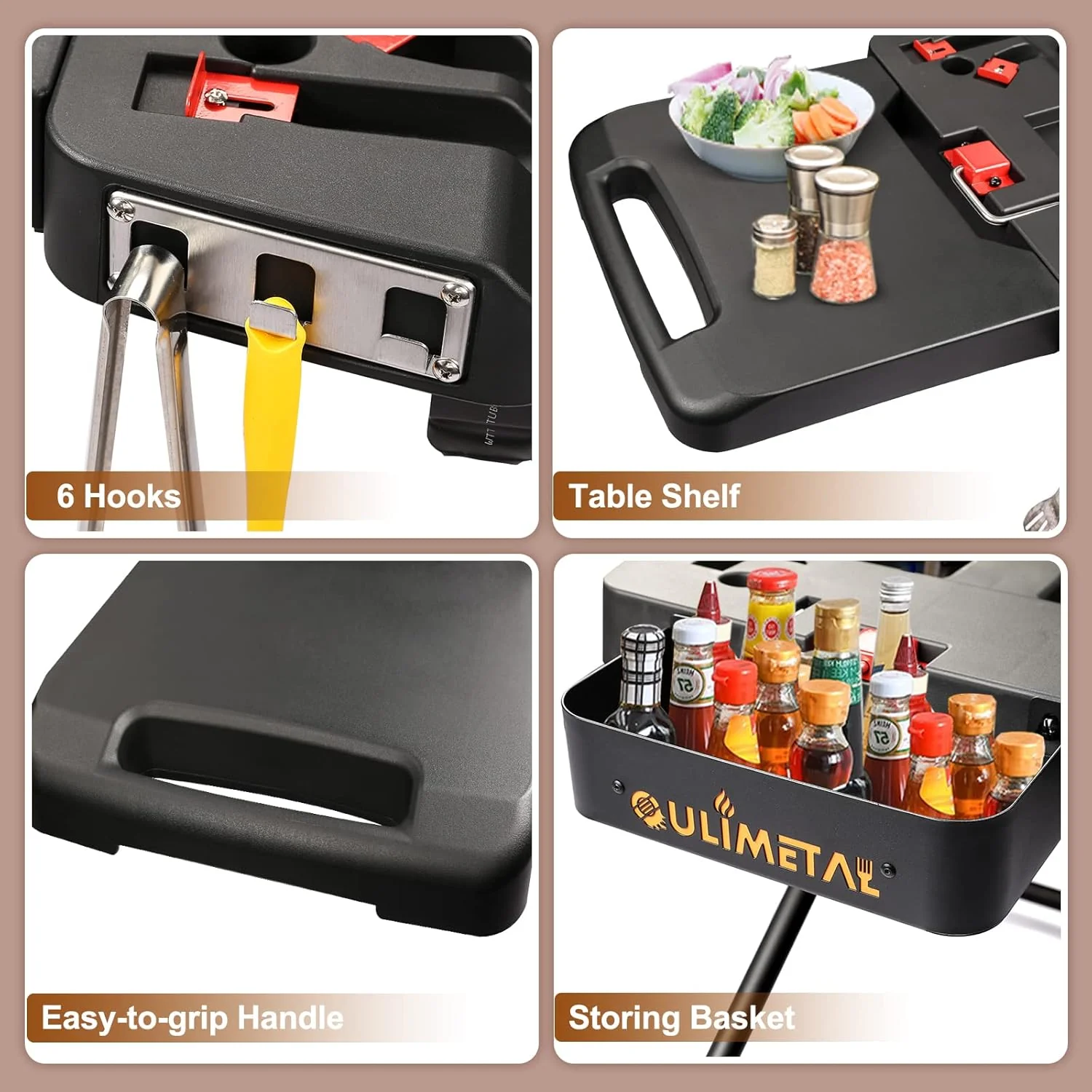 Portable Grill Cart for Weber Q1000, Q2000 Series Gas Grills and Blackstone 17?? 22?? Table Top Griddles