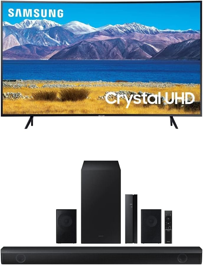 SAMSUNG 55-inch Class Curved UHD TU-8300 Series �C 4K UHD HDR Smart TV With Alexa Built-in (UN55TU8300FXZA, 2020 Model) + SAMSUNG HW-Q60B 3.1 ch Soundbar w/Dolby Audio/DTX Virtual:X, 2022