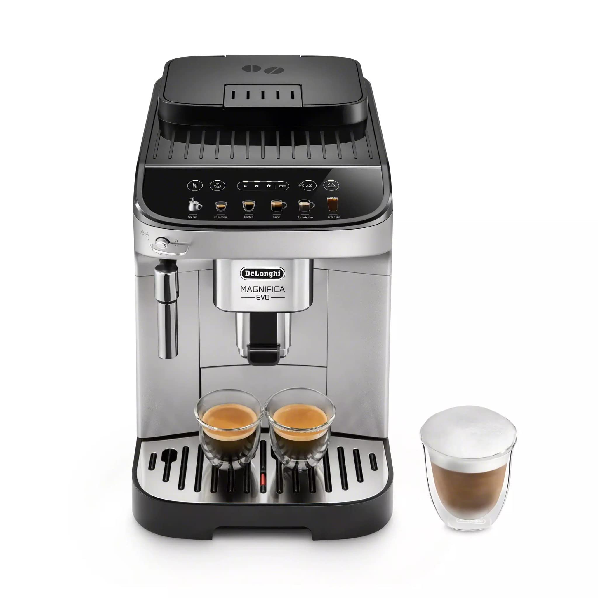 De��Longhi Magnifica Evo ECAM29043SB Espresso Machine �C 6 One-Touch Recipes, Built-in Grinder, Milk Frother, Black/Silver