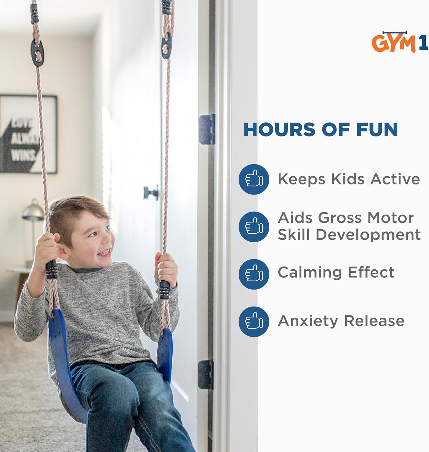 PIPG Indoor Doorway Gym for Kids & Adults  C Blue, Alloy Steel, Includes Pull-Up Bar, Rings, Trapeze, Ladder, Rope, Sensory Swing, 300 lbs Capacity