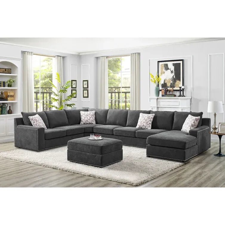 166��� Wide Microfiber/Microsuede Left Hand Facing Modular Corner Sectional with Ottoman