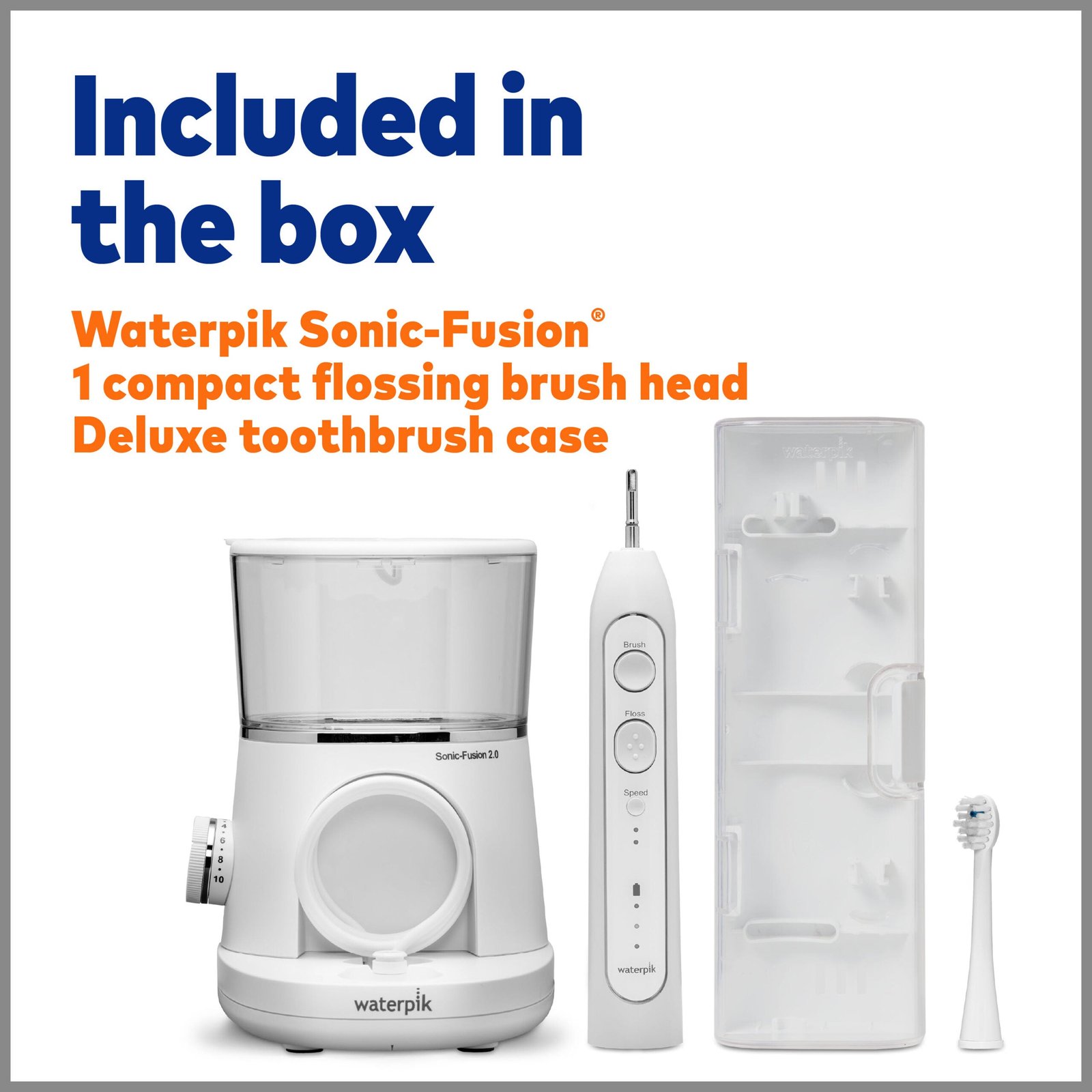 Waterpik Sonic-Fusion 2.0 Flossing Toothbrush, Electric Toothbrush Water Flosser Combo, White