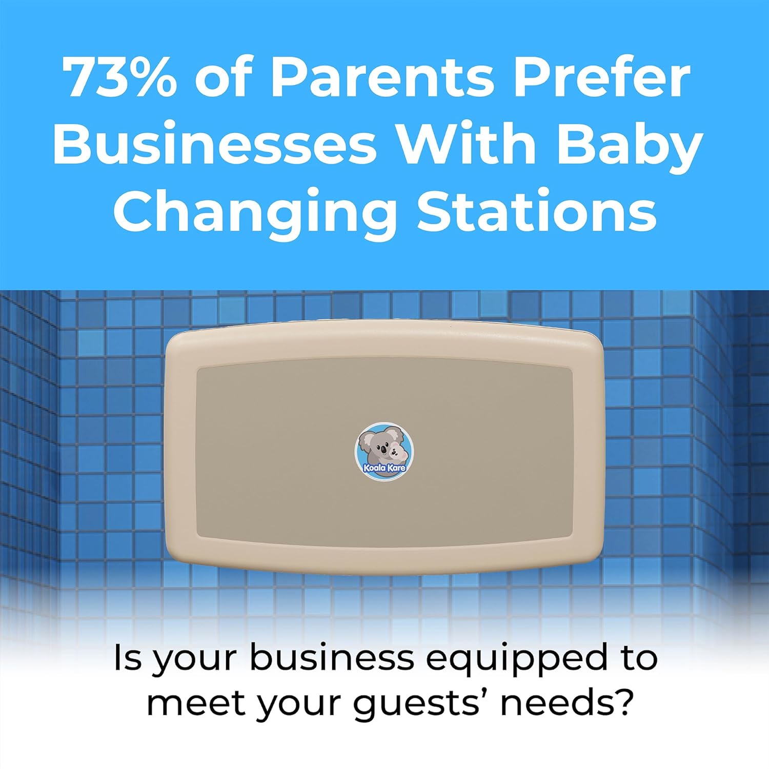 Koala Kare Horizontal Baby Changing Station, Cream, Extra-Wide Surface, Safety Belts, Microban Protection