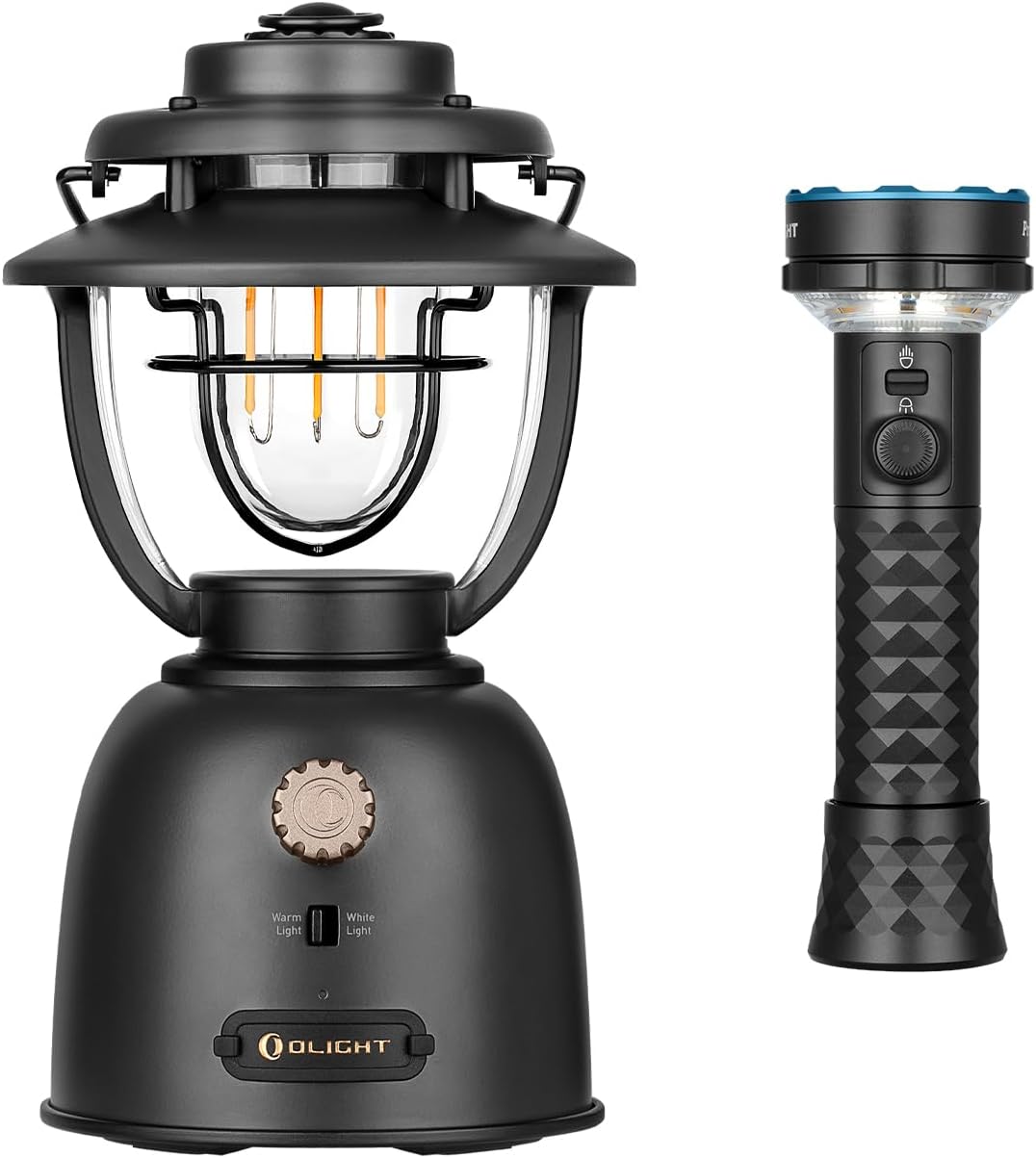 Olantern Stretch Camping Lanterns, 500 Lumens Stretchable LED Flashlights with Dual Light Source Bundle with Prowess Rechargeable Flashlight, Bidirectional Lighting