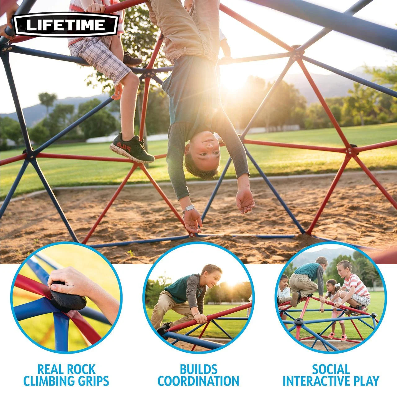 Lifetime Kid's Outdoor 5 ft. H x 10 ft. W Dome Climber, Red and Blue (101301)