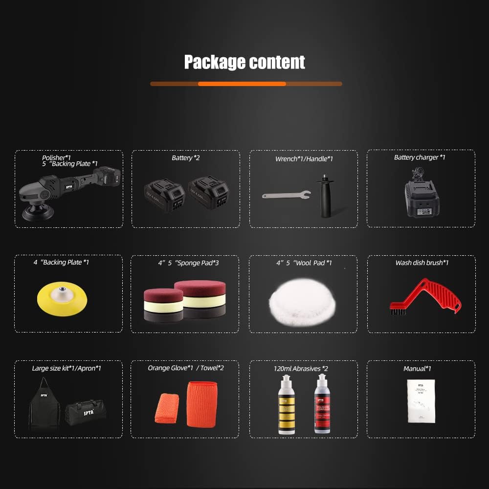 Buffer Polisher, 18V Cordless Rotary Polisher, 4Inch & 5Inch Car Polisher with 7 Variable Speed 2Pcs 4.0Ah Battery, 2 Backing Plate, 6 Polishing Pads, 2 Wool Pads for Car Polishing and Waxing