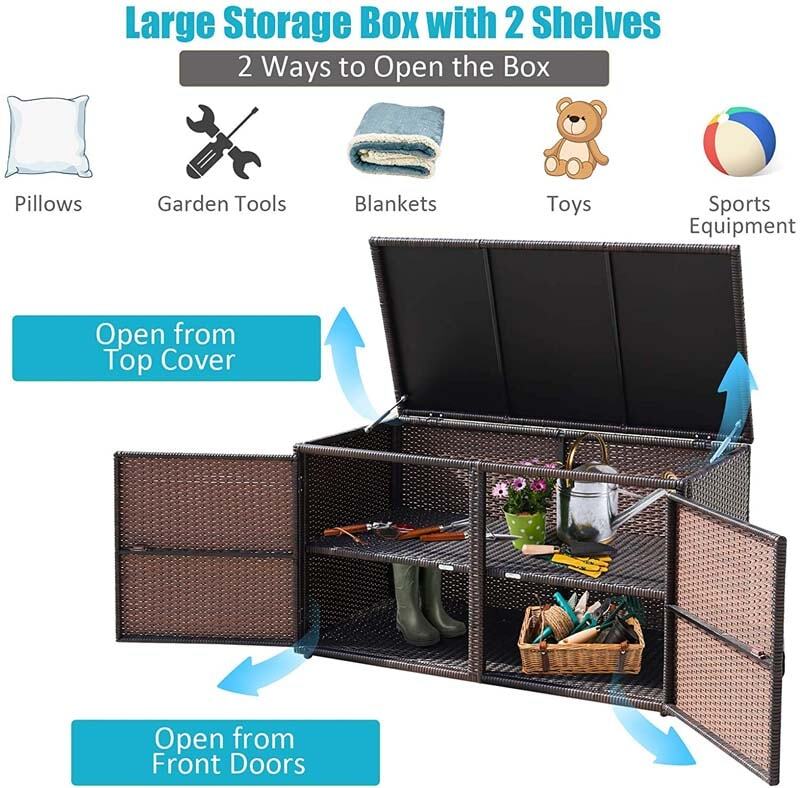 Keter 88 Gallon Rattan Outdoor Deck Storage Box  C Weatherproof Patio Container