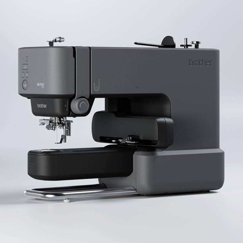 Skitch Single-Needle Embroidery Machine with Mobile App Support Bundle with Brother Magnetic SAMFP70 3 in. x 3 in. Embroidery Frame (2 Items)