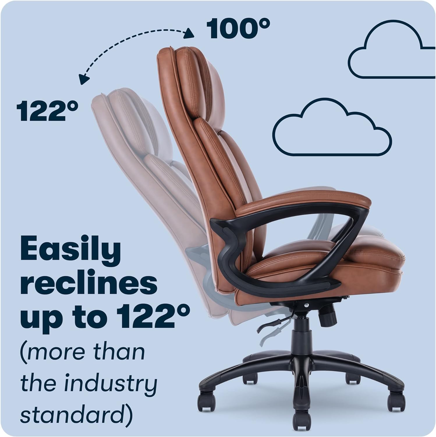 Fairbanks Big and Tall High Back Executive Office Ergonomic Gaming Computer Chair with Layered Body Pillows, Contoured Lumbar Zone, Black