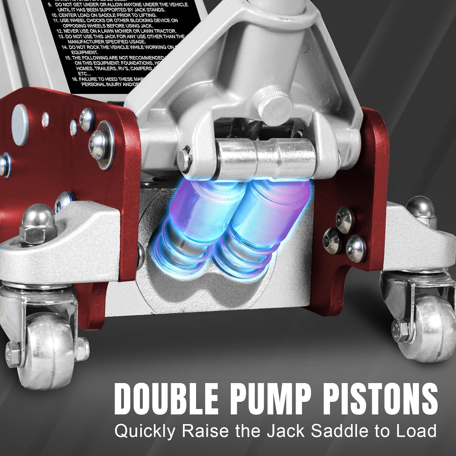 Red Aluminum & Steel 3 Ton Hydraulic Floor Jack with Quick Lift Pump