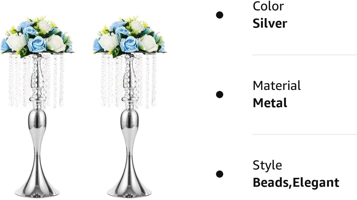 Sziqiqi Gold Metal Crystal Centerpiece Riser, 21.3    Tall, Pack of 10, Elegant Floral Stand for Weddings & Events