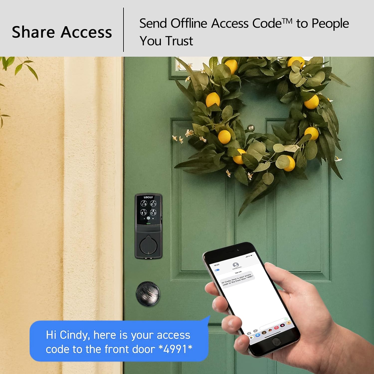 Lockly Smart Door Lock  C Keyless Entry with Biometric Fingerprint, Voice Control, Matte Black, Latch Edition, Wi-Fi & Bluetooth Enabled