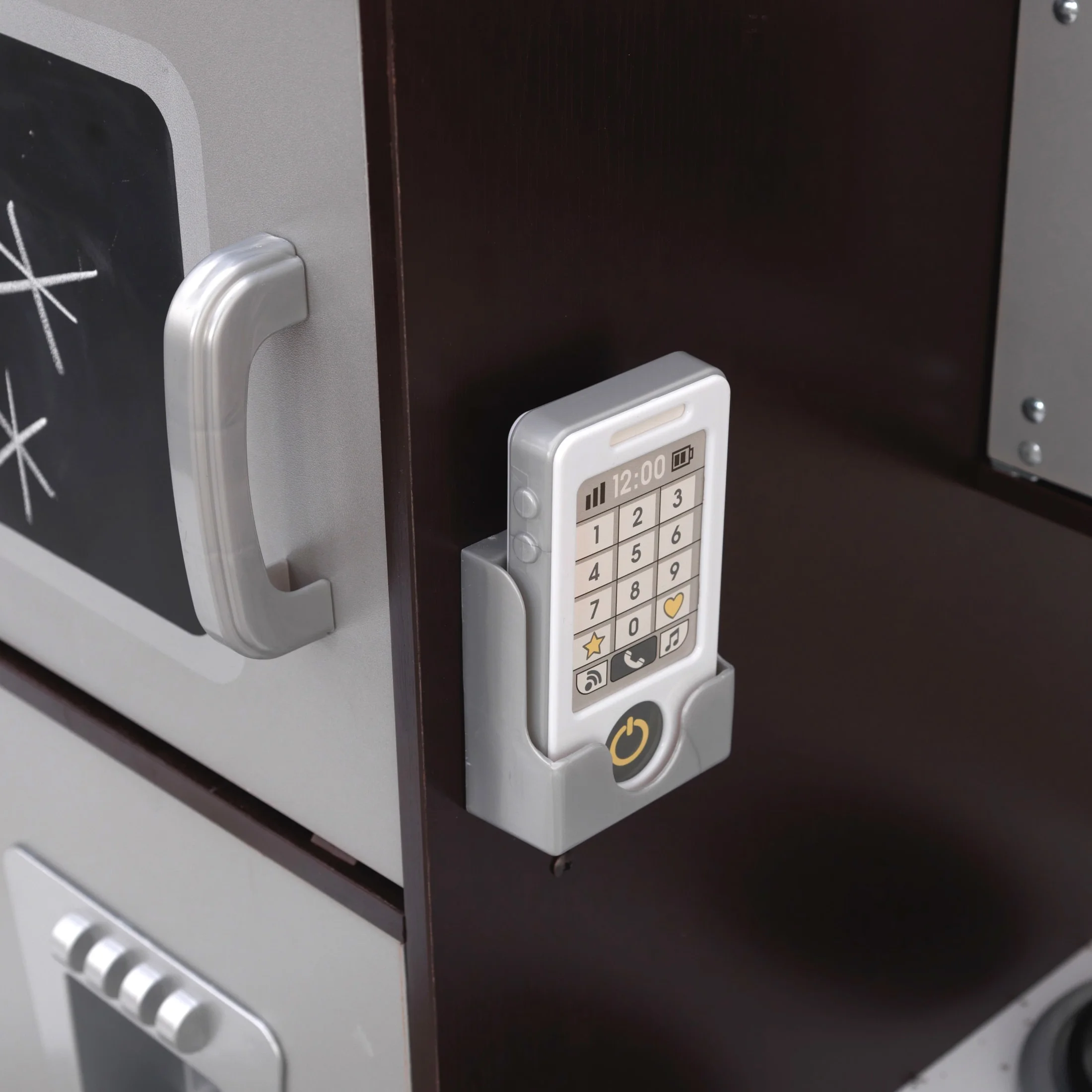 KidKraft Uptown Espresso Wooden Play Kitchen Set with 30-Piece Food Accessories, Chalkboard & Granite-Style Countertops